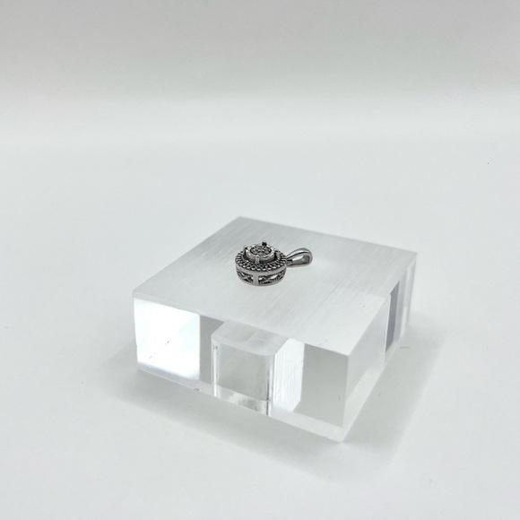 Round Natural Diamond Sterling Silver Necklace - Picture 6 of 7